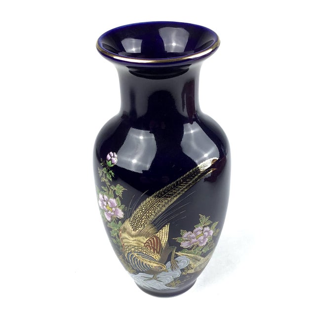 Vintage Cobalt Porcelain Hand Painted Vase Japan For Sale - Image 10 of 10