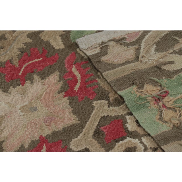 Beige 18th Century Aubusson Style Inspired Design Brown Wool Runner by Rug & Kilim For Sale - Image 8 of 8