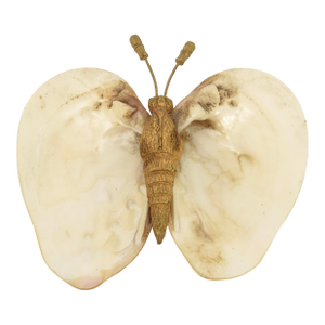 Shell and Gold Plated Butterfly Bowl Coastal