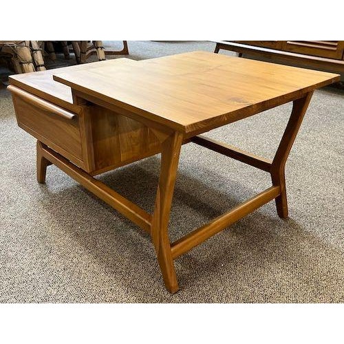 Contemporary Contemporary Solid Indonesian Teak Split Level Table Coffee / Side Table With Drawer For Sale - Image 3 of 9