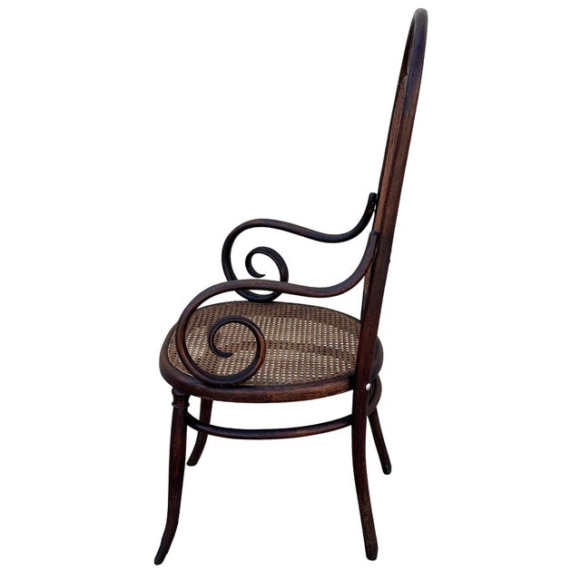 Wood Vienna Secession Bent Oak & Cane High Back Armhair No. 17 by Thonet For Sale - Image 7 of 9