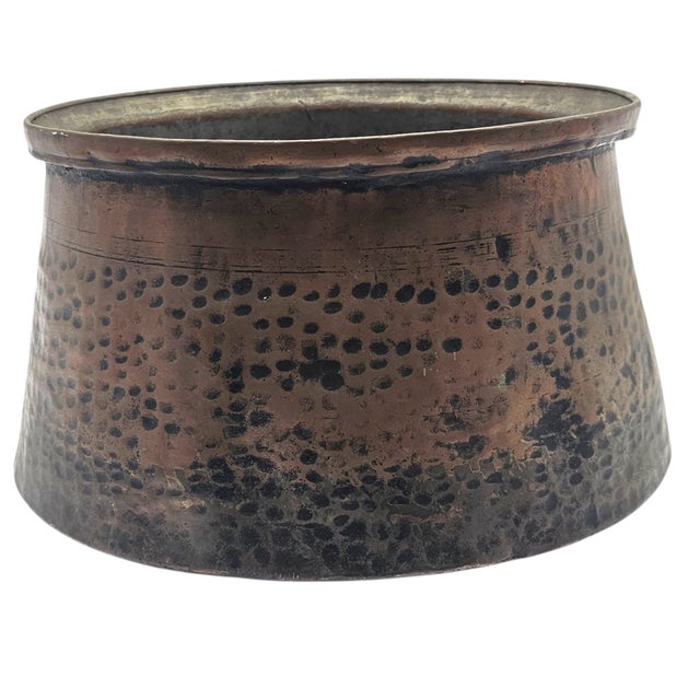 Antique Hand Hammered Copper Jam Pot Basin, French Country Farmhouse, 14.5" For Sale - Image 4 of 9
