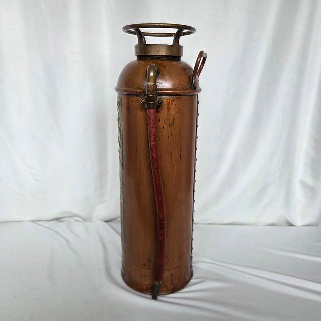 Copper Mid-Century Elkhart Brass 2.5 Gal Soda-Acid Vintage Fire Extinguisher W/ Pyrene Bottle For Sale - Image 8 of 18