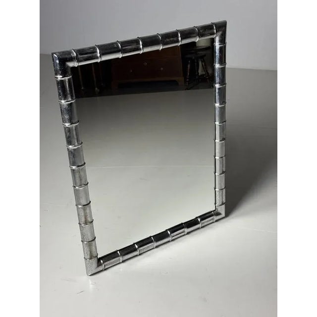 Large Chrome Faux Bamboo Mirror For Sale - Image 12 of 17