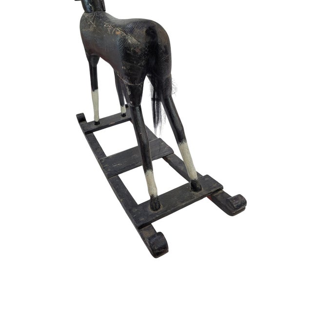 Antique Primitive Folk Art Wood Rocking Horse Late 19th / Early 20th Century For Sale - Image 13 of 15