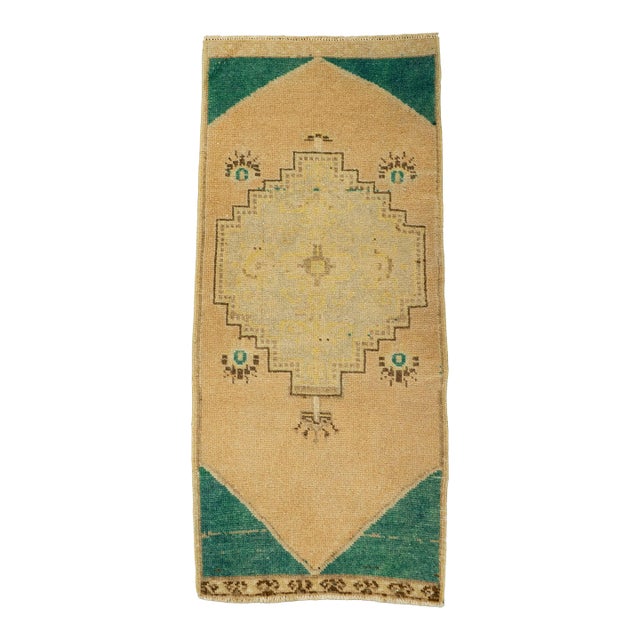 Turkish Mini Rug Oriental Hand Knotted Vintage Rug 1'8" x 3'7" #21146 For Sale