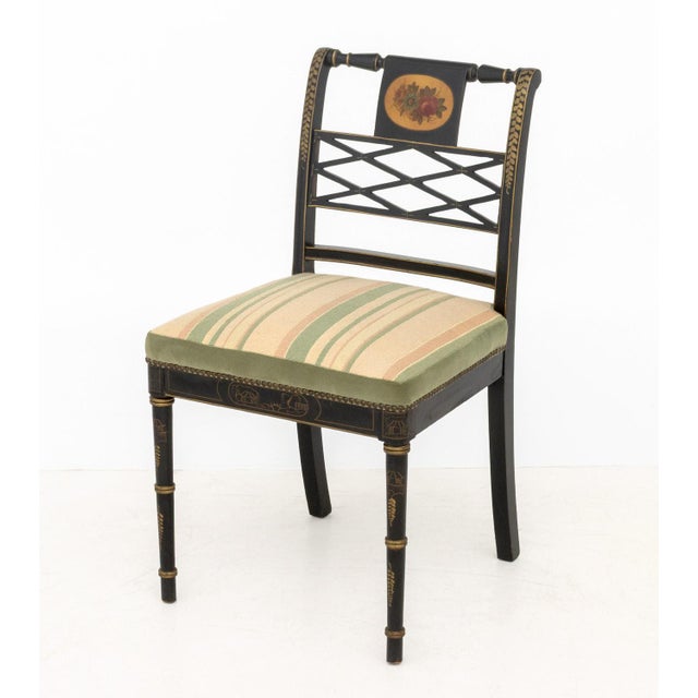 Regency Style Gilt and Ebonized Side Chairs, Pair For Sale - Image 10 of 10