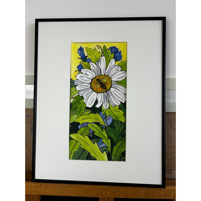 Metal Giclee Fine Art Print Framed Watercolor Small Fine Art “White Daisy” For Sale - Image 7 of 7