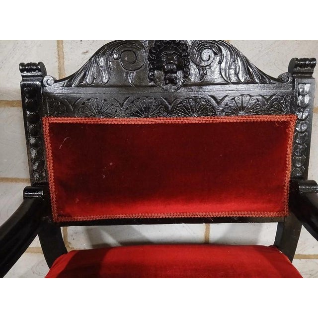 Antique 19th Century Victorian Carved Oak Throne Chair For Sale - Image 4 of 11
