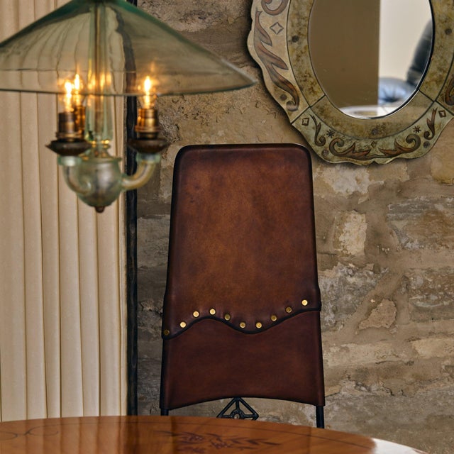 Mid-Century Modern Rare French Iron Leather Accent Chair Attributed to Sido & François Thévenin, 1970s For Sale - Image 3 of 11