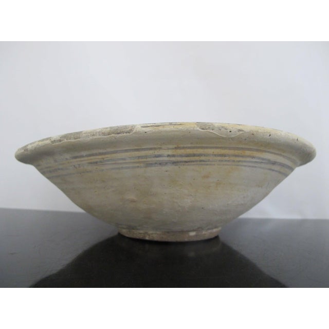 Gray Southeast Asian Thai Sukhothai Style Antique Blue Gray Stoneware Pottery Bowl For Sale - Image 8 of 11