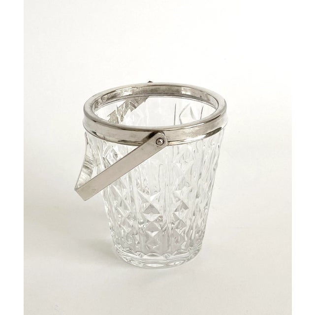 Mid-Century Modern 1980s Italian Silver Rimmed Ice Bucket For Sale - Image 3 of 7