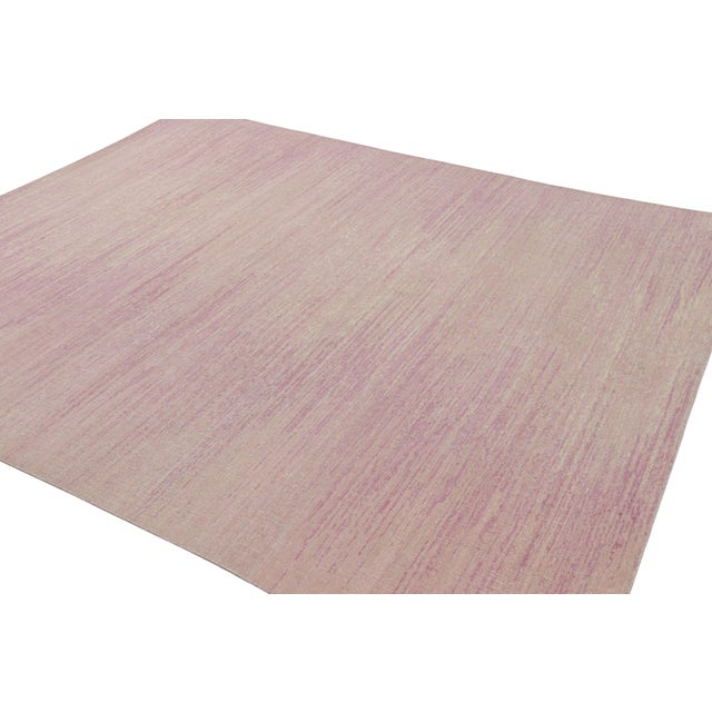 Rug & Kilim Rug & Kilim’s Textural Rug in Pink and Beige Striae For Sale - Image 4 of 7