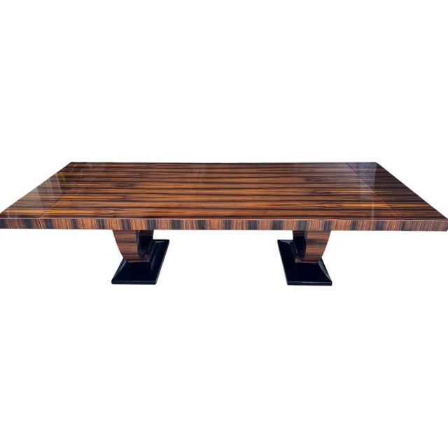 1980s 1980s Grand Macassar Ebony Veneer Dining Table With Pedestal Base For Sale - Image 5 of 9
