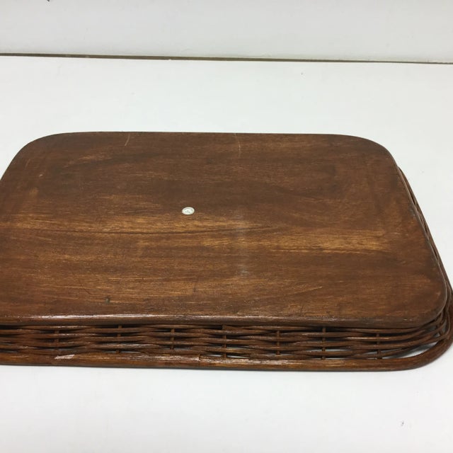 Mid 20th Century Mid-Century Coastal Boho Wicker and Rattan Woven Tray.. For Sale - Image 5 of 6