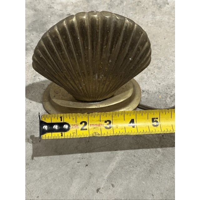 Vintage Mid Century Style Clam Shell Shape Solid Brass Wired Table Lamp For Sale In Pittsburgh - Image 6 of 6