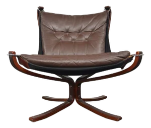 Mid 20th Century Lowback Falcon Lounge Chair in Brown Leather