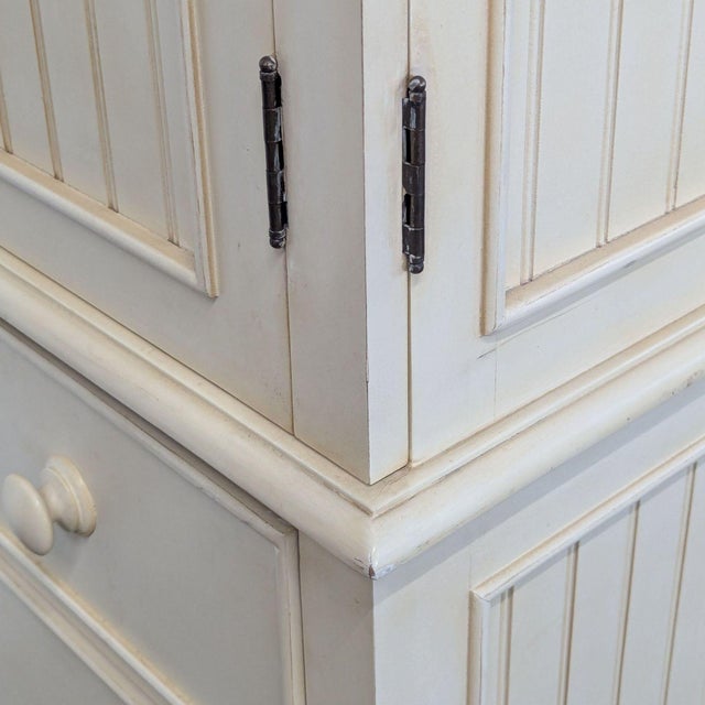Ivory Beadboard Armoire/Media Cabinet For Sale - Image 8 of 12