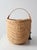 Brown Vintage Wicker Buttocks Basket With Floral Trim For Sale - Image 8 of 17