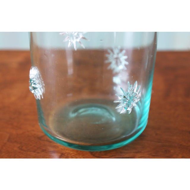 Glass 1960s 14" Large Italian Empoli (Attr.) Center Vase Clear Starburst For Sale - Image 7 of 7