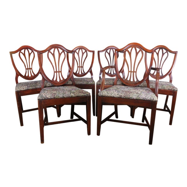 Drexel Solid Mahogany "Shield Back" Dining Chairs Set of 6 Chairish