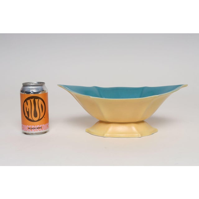Art Deco Matte Yellow and Glossy Blue Ceramic Console Bowl by Cowan Pottery For Sale - Image 10 of 14