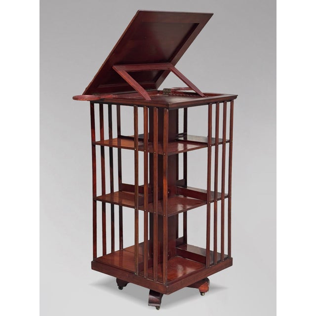 Wood Tall 19th Century French Mahogany Revolving Bookcase, 1880s For Sale - Image 7 of 11