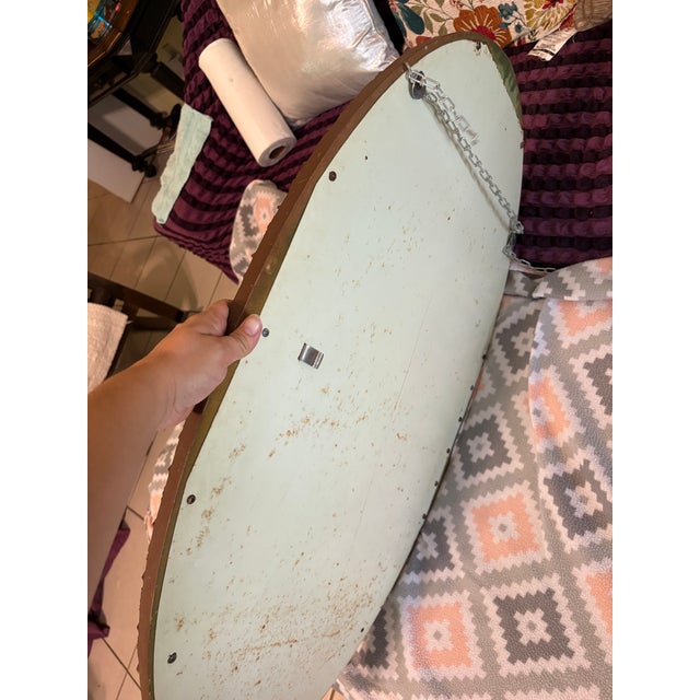 Paint Pair of Rare Antique Oval Gesso Over Wood Wall Mirrors (Matching Set – 19”x35”) For Sale - Image 7 of 7