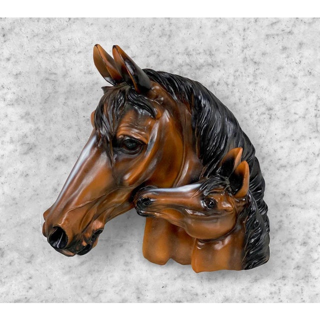 Vintage Western Ranch Horse and Colt Wall Hanging Sculpture, c. Late 20th Century - Pairs Nicely with Many Traditional &...
