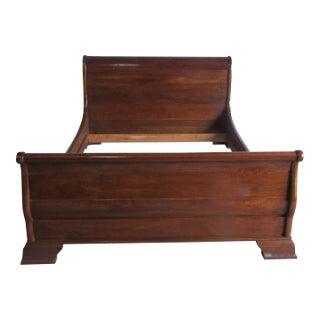1980s Stickley Sleigh Bed Queen Cherry Designer Designer For Sale