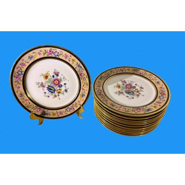 1920s Antique French Porcelain Plates With Floral Polychrome Design - Set of 12 For Sale In Miami - Image 6 of 10