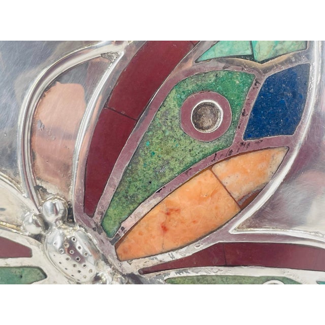 1980s Silver Plate Punch Bowl With Stone Inlay by Emilia Castillo, Mexican Silver For Sale - Image 17 of 18