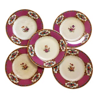 John Steventon Royal Venton Ware Floral Plates Burslem England - Set of 5 For Sale