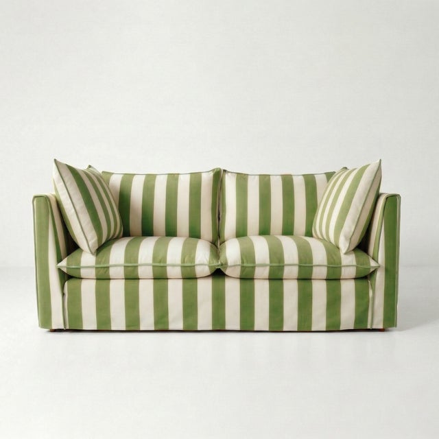 Not Yet Made - Made To Order Sophie Conran Coco 2.5 Seater Sofa - Spring Green Stripes with Knife Edge Cushion For Sale - Image 5 of 5