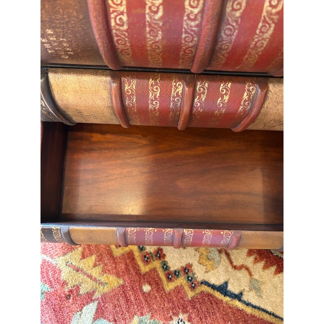 Trompe L’oeil Stack of Leather Books Chest of Drawers For Sale - Image 10 of 13