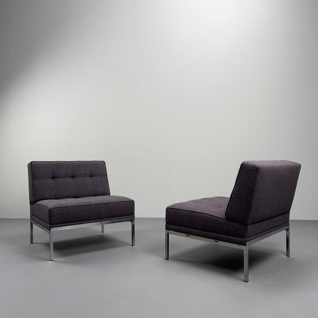 Textile Minimalist Constanze Armchairs with Aubergine Wool Upholstery by Johannes Spalt for Wittmann, Vienna, Austria, 1960s, Set of 2 For Sale - Image 7 of 15