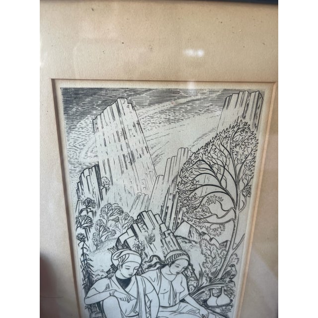 Black Mid 20th Century Framed Wood Engraving by John Buckland Wright for Rubaiyat of Omar Khayyam For Sale - Image 8 of 9