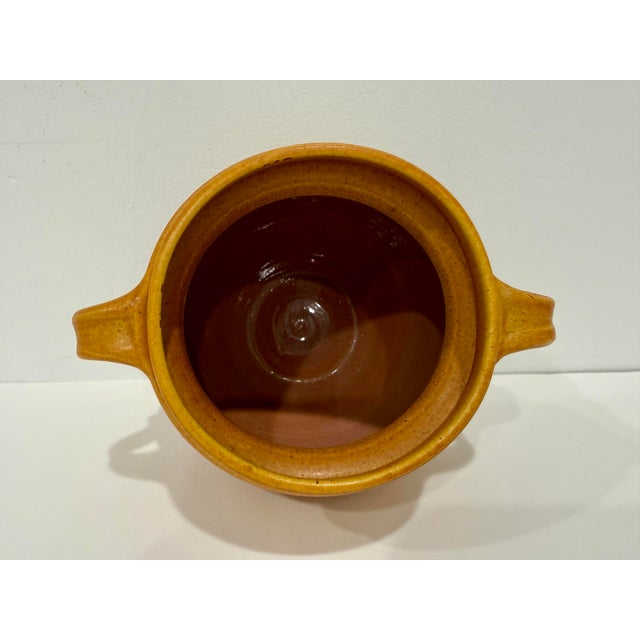 Mid-Century Modern Vk Studio Keramik 1960s Mustard Yellow Orange Handled Velus Vase Jar Germany MCM For Sale - Image 3 of 8