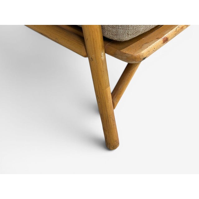 Tan Ficks Reed, Three Seater Sofa, Bamboo, Cane, Beige Tweed, Usa, 1950s For Sale - Image 8 of 15