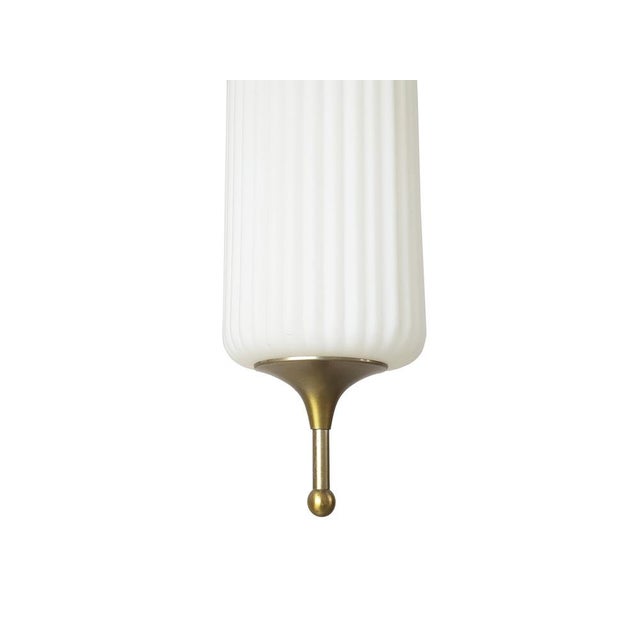 Reggiani Italian Opaline Glass & Nickel-Plated Metal Pendant Lamp from Reggiani, 1960s For Sale - Image 4 of 11