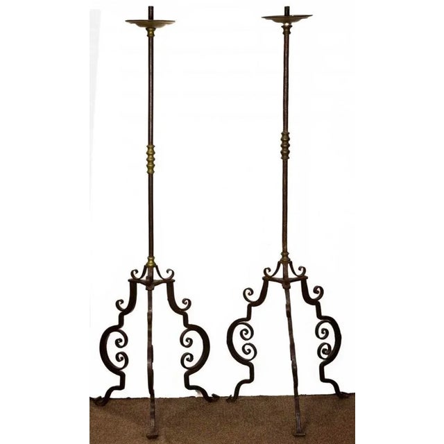 19th Century Wrought Iron & Brass Torchieres For Sale - Image 11 of 11