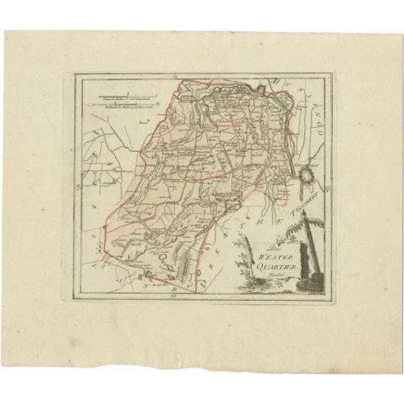 Antique Map of the Westerkwartier Region in Groningen, 1791 For Sale - Image 6 of 6