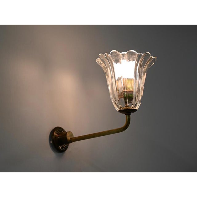 Murano Glass and Brass Flower Sconces from Barovier, Italy, 1950s, Set of 2 For Sale - Image 13 of 18