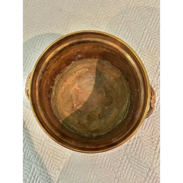 1970’s Solid Brass 5.5' Cache Pot With Feet and Handles For Sale In New Orleans - Image 6 of 7