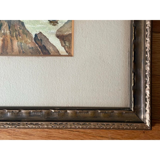 Wood Henry R. Sawyer Antique Framed Seascape Watercolor For Sale - Image 7 of 10