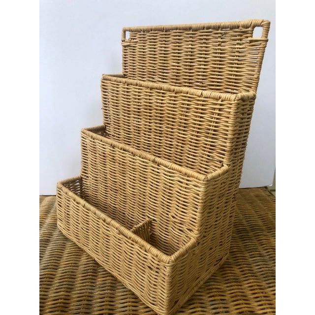 Natural Woven Wicker Rattan Desk Organizer And Paper Tray Chairish