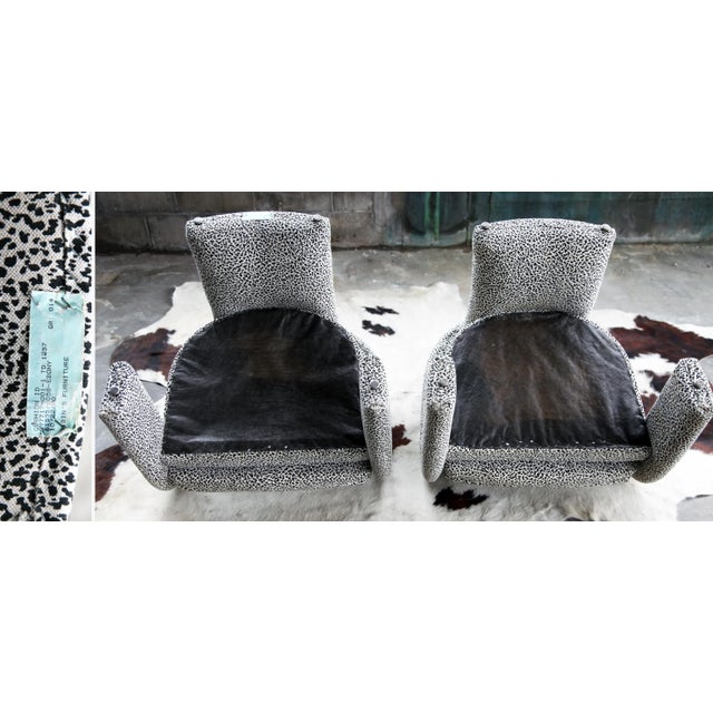 Gray Postmodern Parsons Upholstered Lounge Chairs - a Pair For Sale - Image 8 of 11