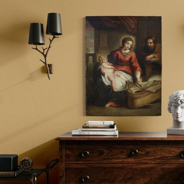 Flemish Artist, Holy Family, 1770, Oil on Canvas For Sale - Image 4 of 13