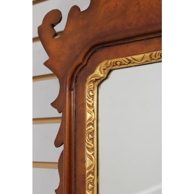 Prince of Wales Chippendale Style Burl Walnut Wall Mirror For Sale - Image 12 of 13