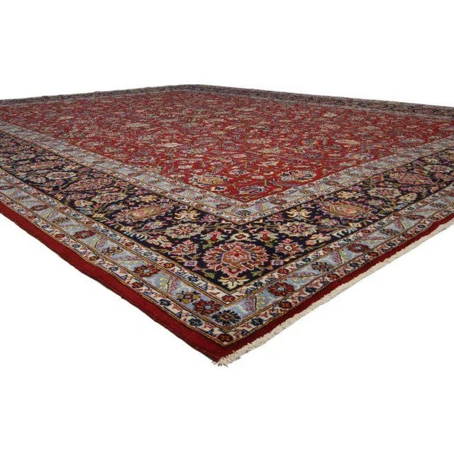 Queen Anne 20th Century Persian Kashan Area Rug - 10′7″ × 13′6″ For Sale - Image 3 of 6